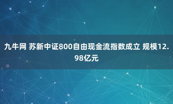 九牛网 苏新中证800自由现金流指数成立 规模12.98亿元